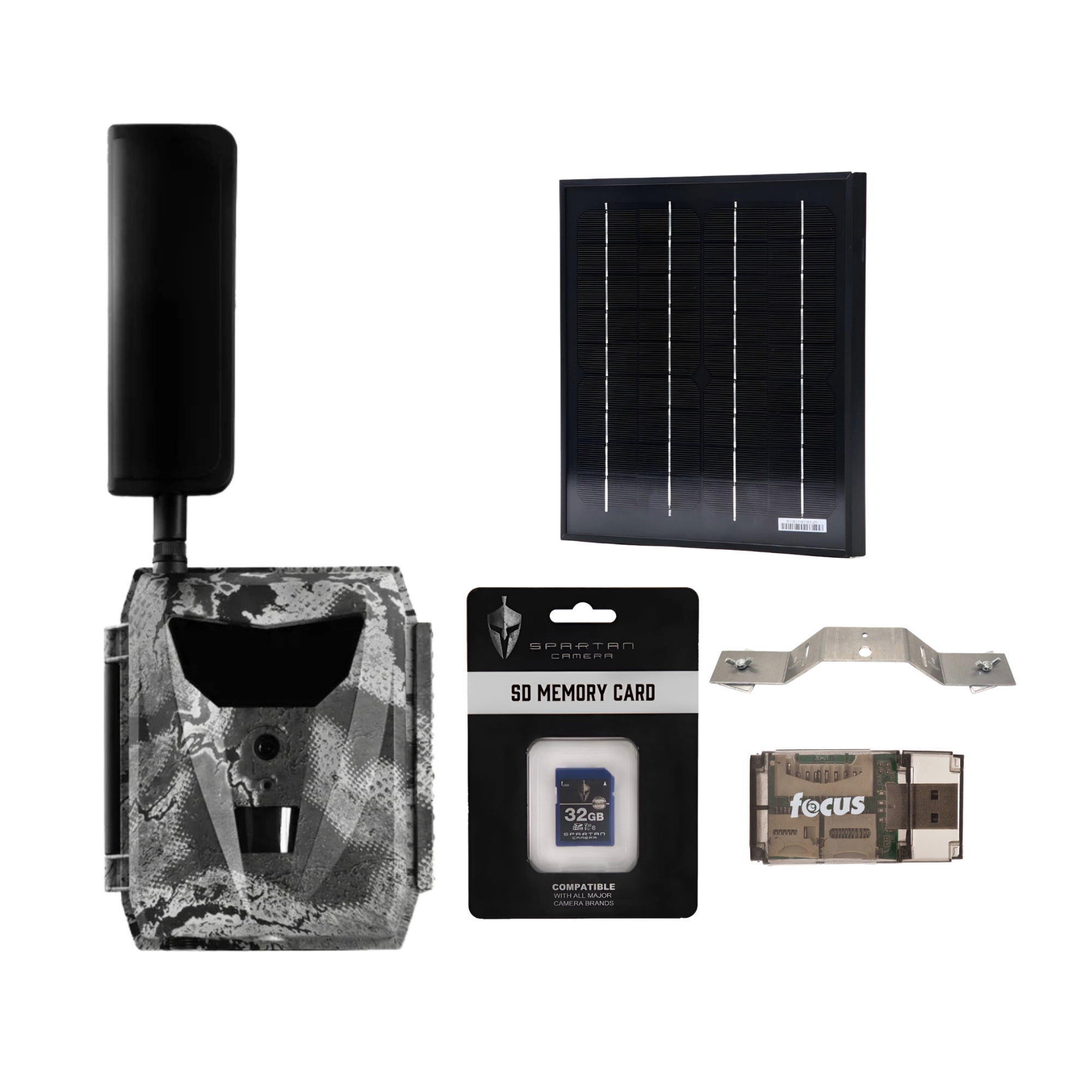 Spartan GoLive 4G/LTE Trail Camera (Spartan Areus) Bundle with Solar Panel Bracket Mount and Accessories (5 Items)