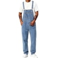 thumbnail image 3 of Migroa Men's Denim Bib Overall Jean Romper Trousers Adjustable Strap Workwear Slim Fit Jumpsuit And Convenient Tool Pockets Blue L, 3 of 8