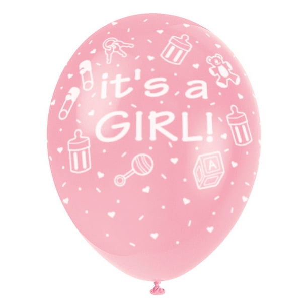 Unique Party - Globo de Látex Diseño Its A Boy/ Its A Girl - Pack de 5 (Rosa/Blanco)