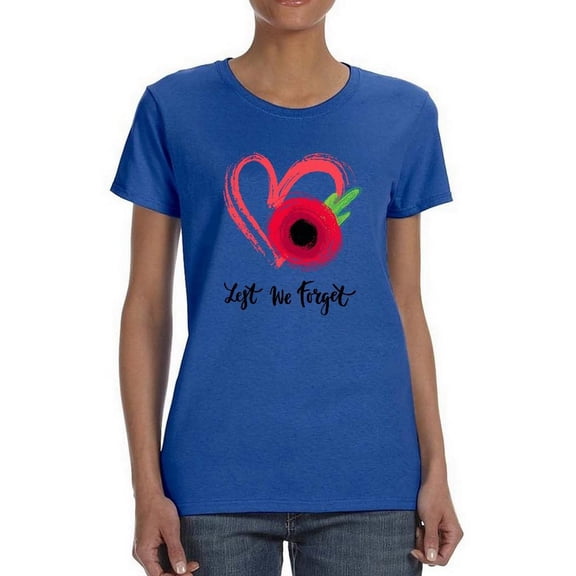 Lest We Forget Heart Shaped T-Shirt Women -Image by Shutterstock, Female x-Large