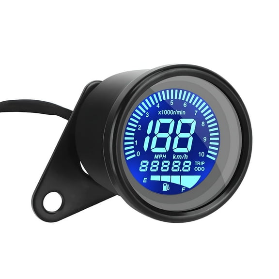 GJX Motorcycle Digital GPS Speedometer with 7 Backlight Adjustable Tachometer Odometer Trip Meter Universal 12V Black