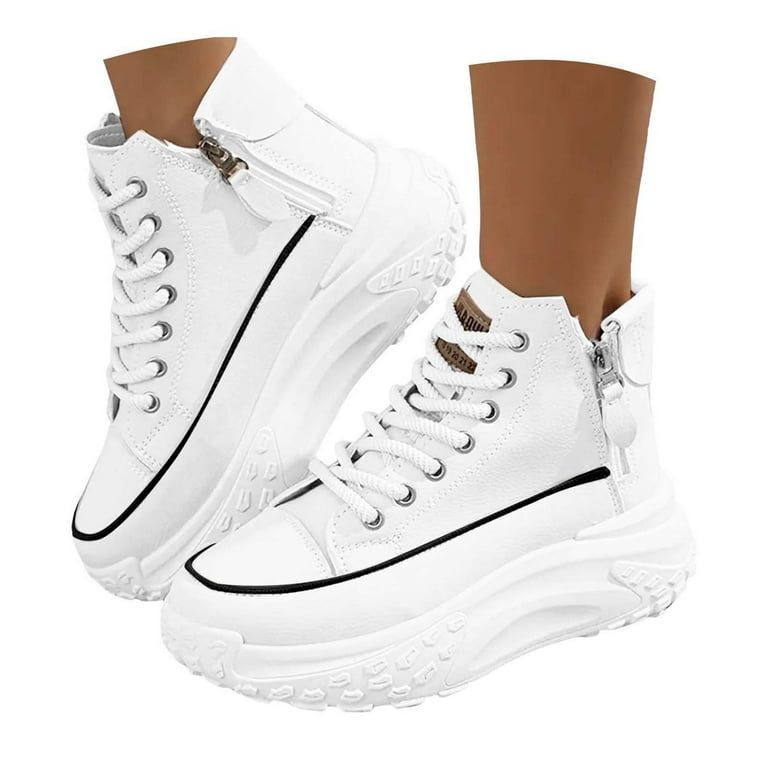 ★ Jeans★LOGO HEEL TAP CHUNKY SNEAKERS KELINFONG Women's Goth Punk High Top Platform Sneakers Lace