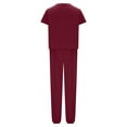 thumbnail image 5 of Penkiiy Womens Summer Cotton Linen 2 Piece Outfits Crewneck Half Sleeve Long Pants Jumpsuit Se L Wine, 5 of 6
