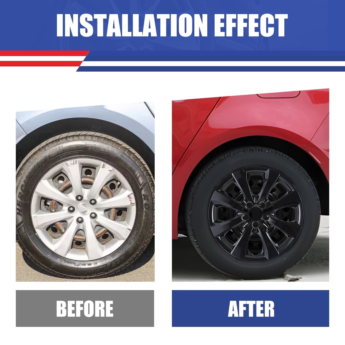 16" Set Of 4 Hubcaps Wheel Rims Cover Fit for 2009-2025 TOYOTA COROLLA/2023-2025 TOYOTA COROLLA HYBRID/2009-2014 TOYOTA MATRIX Compatible With Steel Wheels Snap On Installation(16-Inch,BLACK LACQUER)