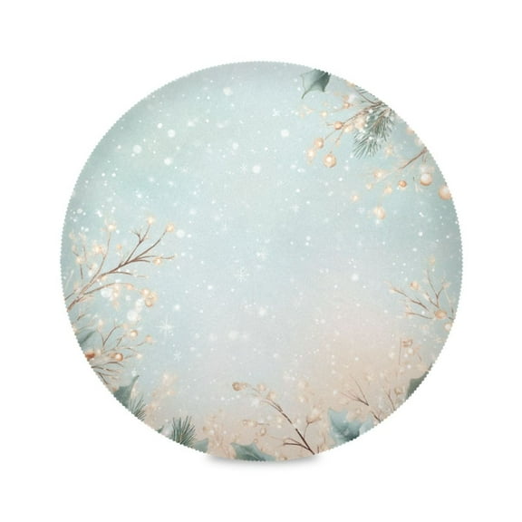 WOBOGO Winter Themed Pattern Round Placemats Set of 6 Heat Resistant Washable Kitchen Table Decorations 15.4in
