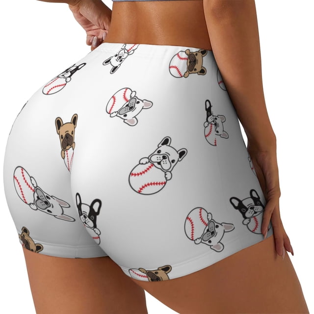 Fotbe Bbaseball Dog Shorts Sin Costuras – Shorts Deportivos de Cintura Alta para Mujer, Elásticos para Gimnasio, Yoga, Running o Ciclismo-Medium