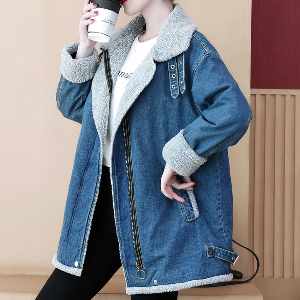 Women Denim Jacket Faded Ripped Fitted 