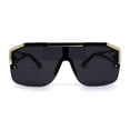 thumbnail image 1 of Mens Half Rim Flat Top Mobster Squared Shield Sunglasses All Black, 1 of 4