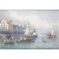 thumbnail image 2 of Georg Fischhof 18x13 Black Ornate Wood Framed Double Matted Museum Art Print Titled - Dutch Port Scene, 2 of 5
