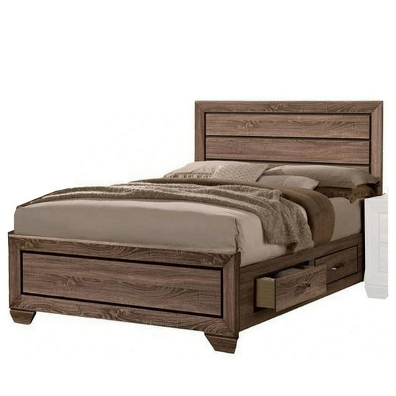 Bello California King Size Storage Bed 2 Drawers Wood Grains Warm Brown