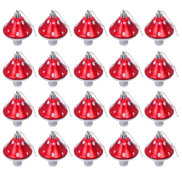 20 adornos de hongos: plástico irrompible para colgar en el árbol de Navidad. Adornos navideños para fiestas navideñas.
