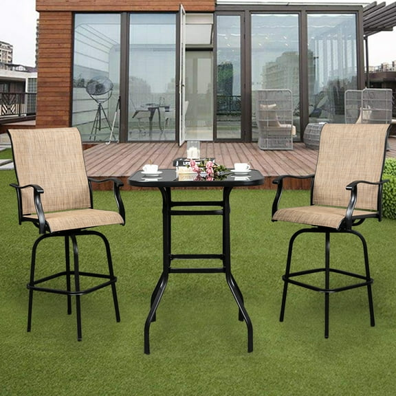 Lowestbest 31"x 31" x 40" Bar Table, Outdoor table, Wrought Iron Glass High Table, furniture Outdoor Patio Table, Black