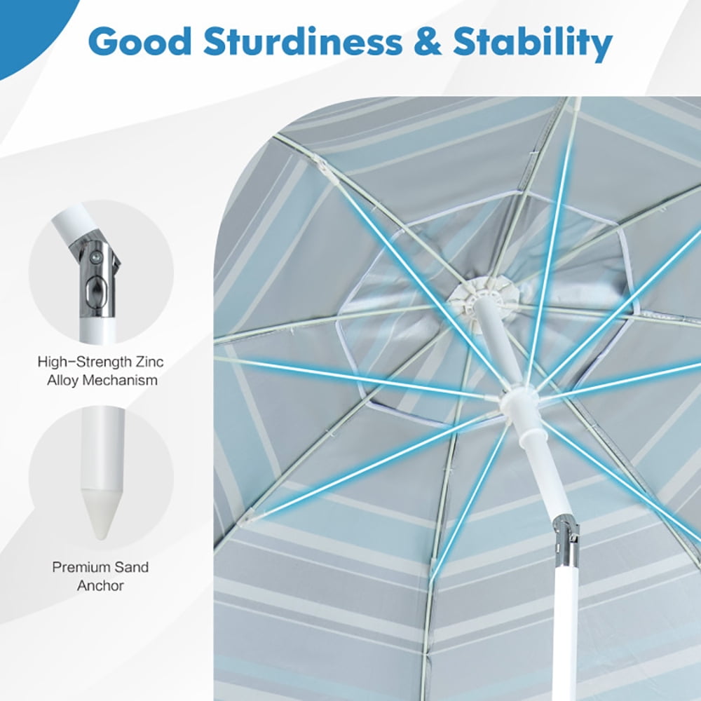 Aimee Lii 6.5 Feet Patio Beach Umbrella with Waterproof Polyester Fabric, Sunbrella Umbrella Outdoor Patio, Blue Aimee Lii 6.5 Feet Patio Beach Umbrella with Waterproof Polyester Fabric, Sunbrella Umbrella Outdoor Patio, Blue