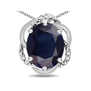 Star K � Large Love Knot Pendant Necklace with Oval 12 x 10mm Genuine Black Sapphire
