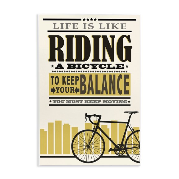 Stupell Industries Modern Yellow Life is Like Riding a Bicycle Typography Wall Plaque Art, 13 x 19, by Marcus Prime
