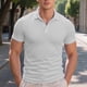 thumbnail image 1 of pstuiky camisetas para hombre, Camisa tipo cárdigan de manga corta con botones y solapa de color liso para hombre, estilo verano, a la moda, con bolsillo camisas casuales para hombre xxl, 1 of 4
