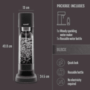 Mysoda Ruby 2 Sparkling Water Maker Soda Machine Nordic Design Black Silver Home Use