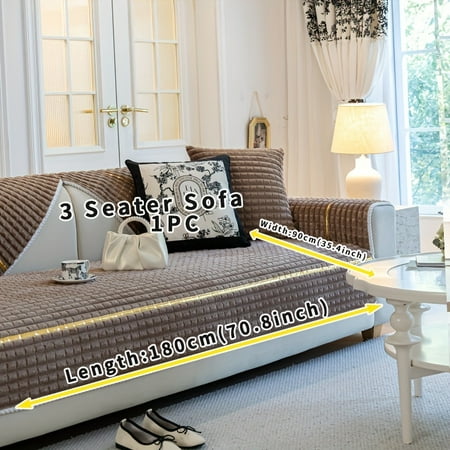 

PORK 1pc Non-Slip Velvet Sofa Cover - Suitable for 1-4 Seater Sofas Machine Washable Soft Comfortable Pet Friendly Furniture Protector HOME