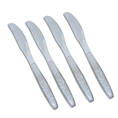 silver hammered knives flatware packaged disposable neat shiny includes elegant plastic box cutlery guest dialog displays option button additional opens