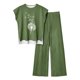 thumbnail image 1 of Pantalones Casuales sin Mangas Impresos con Cuello Redondo Conjunto Superior, Pantalones Ligeros Mujeres para Primavera Verano, 1 of 2