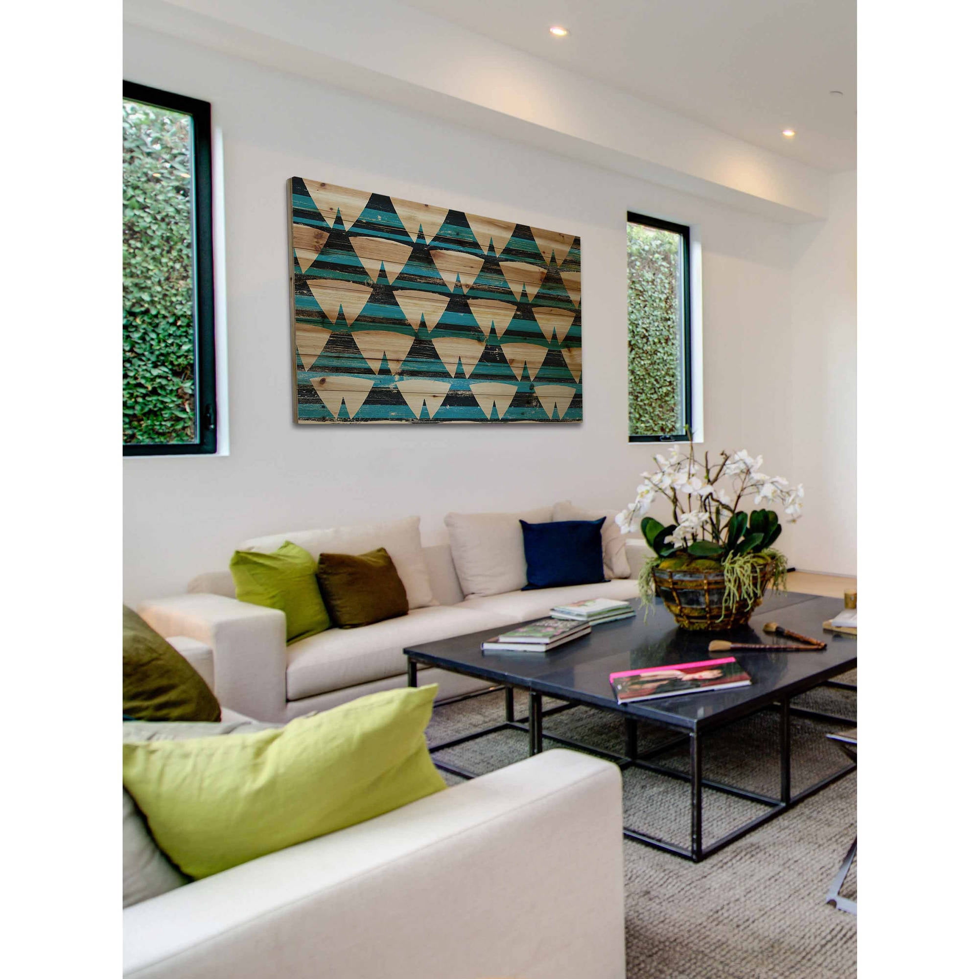 MARMONT HILL  - 'Tentlike Rows' Painting Print on Natural Pine Wood - Multi-Color 36 x 24