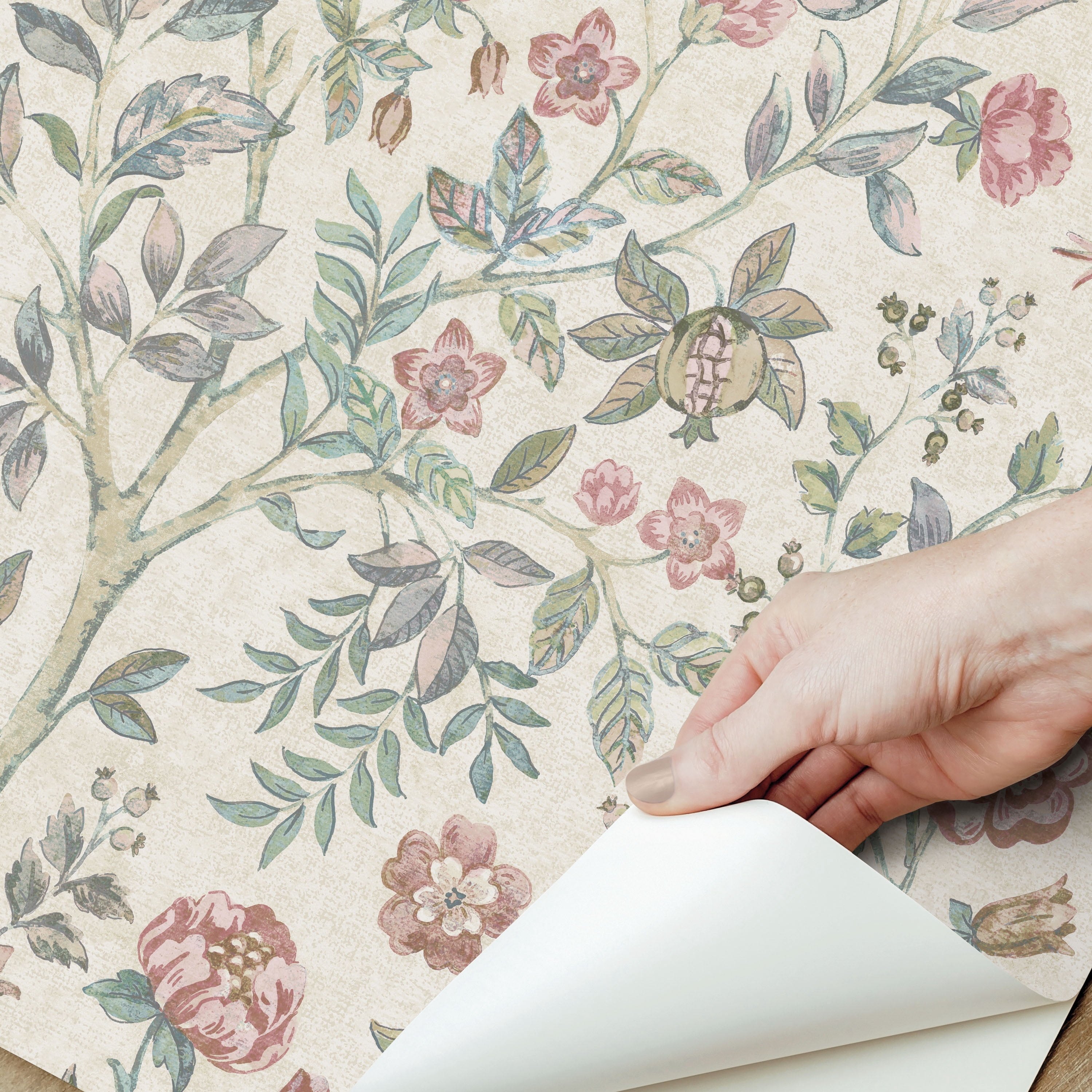 Better Homes & Gardens Blush Bird Botanical Peel and Stick Wallpaper 30.75 Sq. ft