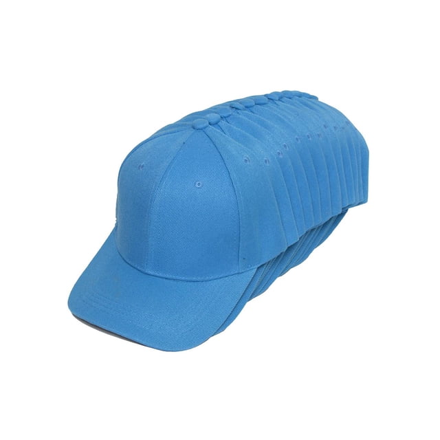 Top Headwear 12-Pack Adjustable Baseball Hat - Sky Blue