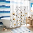 thumbnail image 5 of No Hook Shower Curtain with Built-in Rings - Farmhouse Floral Washable Waterproof Fabric Bathroom Curtains for Hotel,Rentals, Stall 48 X 72 Inch , Relax Unwind Sign Daisy Wood Ivory White, 5 of 9