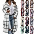 thumbnail image 7 of Fmbrln Womens Long Plaid Coat Full Button Long Sleeve Lapel Collar Checkered Jackets Fall Winter Fashion Cardigan Coat with Pockets, 7 of 7
