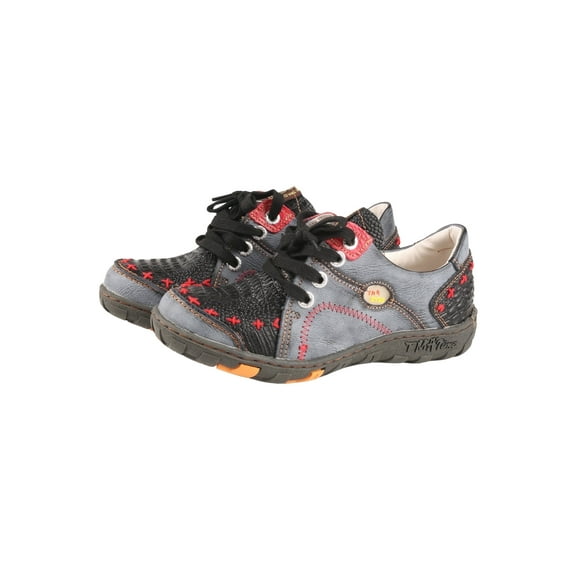 TMA EYES Women's Vintage Flat Shoes - Hand-Stitching Crocodile Embossed PU Leather Shoes Slip-On with Non-Slip TPR Sole - Comfort and Fashion