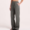 thumbnail image 4 of Inleife Woman Solid Color Pockets Elastic Waist High Waist Long Pants Gray L, 4 of 6