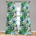 thumbnail image 2 of Hawaii Vibes Window Curtains, Aloha Themed Palm Tree Illustrations with Hexagon Shapes Print, Lightweight Decor 2-Panel Set with Rod Pocket, Pair of - 28"x84", Seafoam Fern Green Dusk, by Ambesonne, 2 of 3