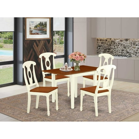 East West Furniture Dining Room Set Buttermilk & Cherry NDKE5-WHI-W
