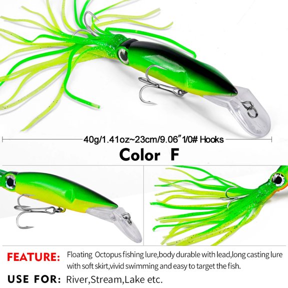 Fishing Tools Squid False Bait 23CM/40G Plastic Octopus Bionic Bait With Fish Hook Color Luminous Beard Fishing Gear Accessories