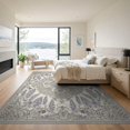 thumbnail image 3 of ODIKA 9'x12' Washable Area Rug Low Pile, Flatwoven, Purple Traditional Lilac Featuring Symmetrical Center Lavendar for Great Room, Indoor Concept, Large Living, 3 of 7