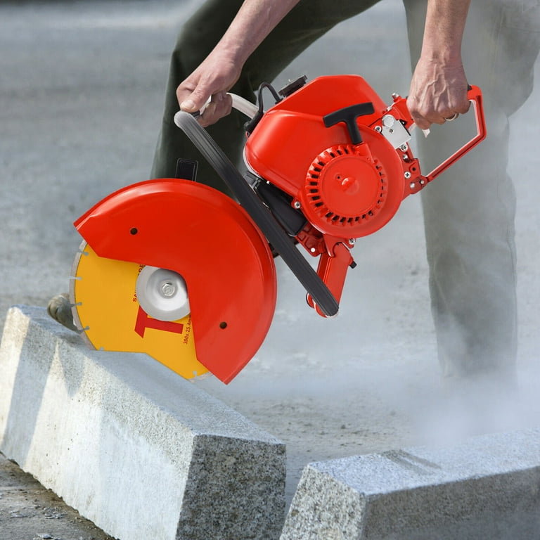 Miumaeov 2 Stroke 78.5cc Gas Powered Concrete Cutter Cut Off Saw Handheld 12 Cement Wet Dry Masonry Concrete Cut Saw Circular Saw for Concrete