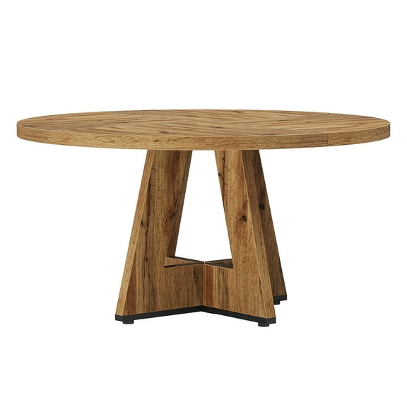 MAYEERTY Round Dining Table for 4, 47" Wooden Kitchen Table Farmhouse Dinner Table
