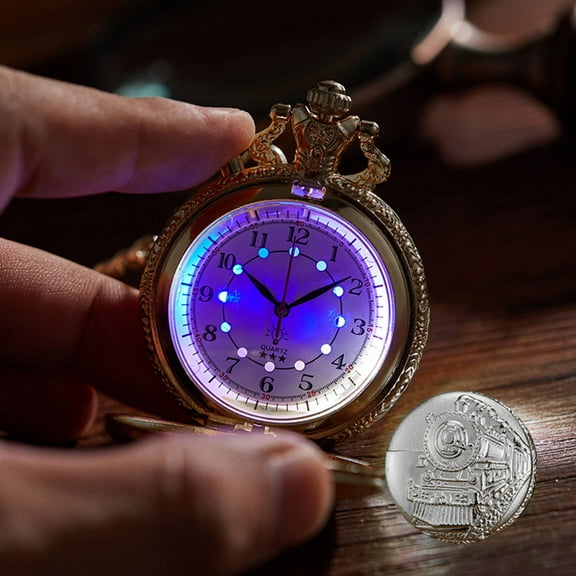 Worgeous Vintage Glowing Pocket Watch Pocket Watch Locomotive Women's 42X5CM Silver