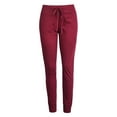 thumbnail image 3 of DailyWear Womens Juniors Lightweight Soft Cotton Jogger Pants Burgundy, Large, 3 of 3