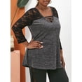 thumbnail image 1 of Tallo de encaje más grande CRISSCROSS SPACE TYE TEE Rosegal  Mangas largas de talla grande, 1 of 5