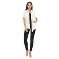 thumbnail image 4 of Women's Casual Solid Short Sleeve Basic Open Draped Front Cardigan Office Wear, 4 of 5