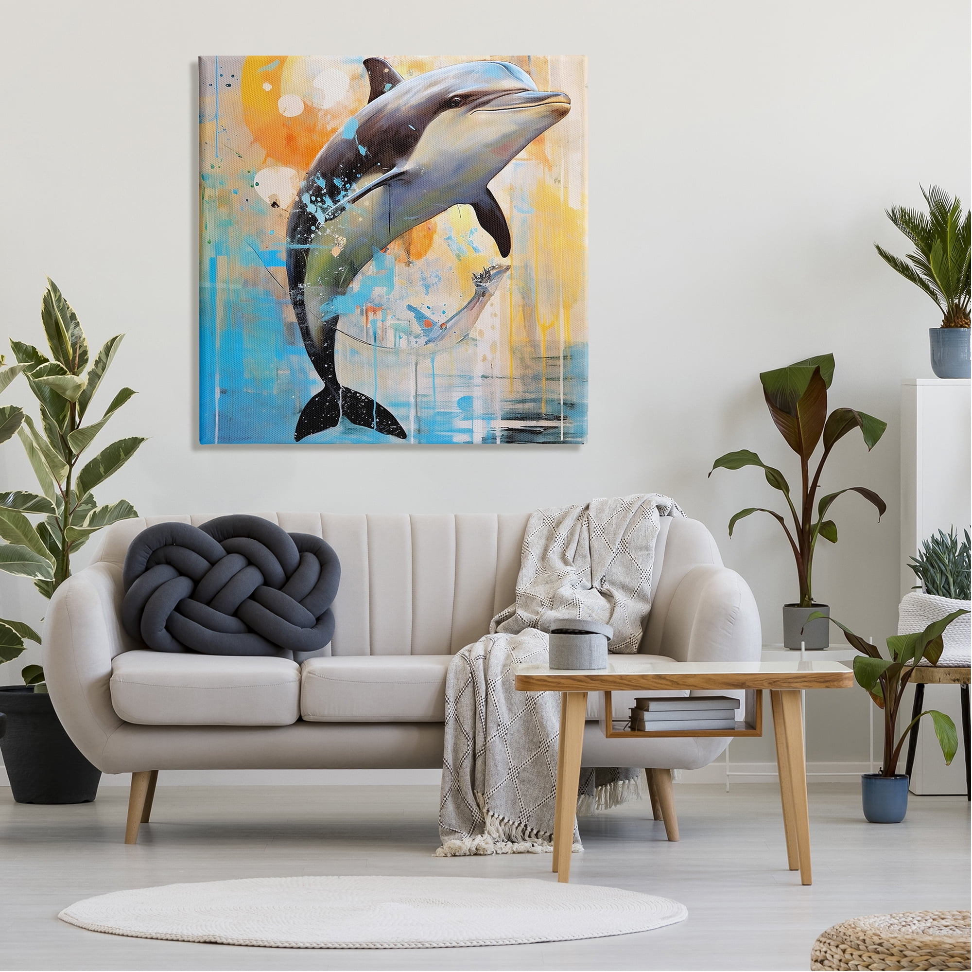 Stupell Industries Abstract Sea Life Portrait Animals & Insects Painting Gallery Wrapped Canvas Art Print Wall Art, 36 x 36