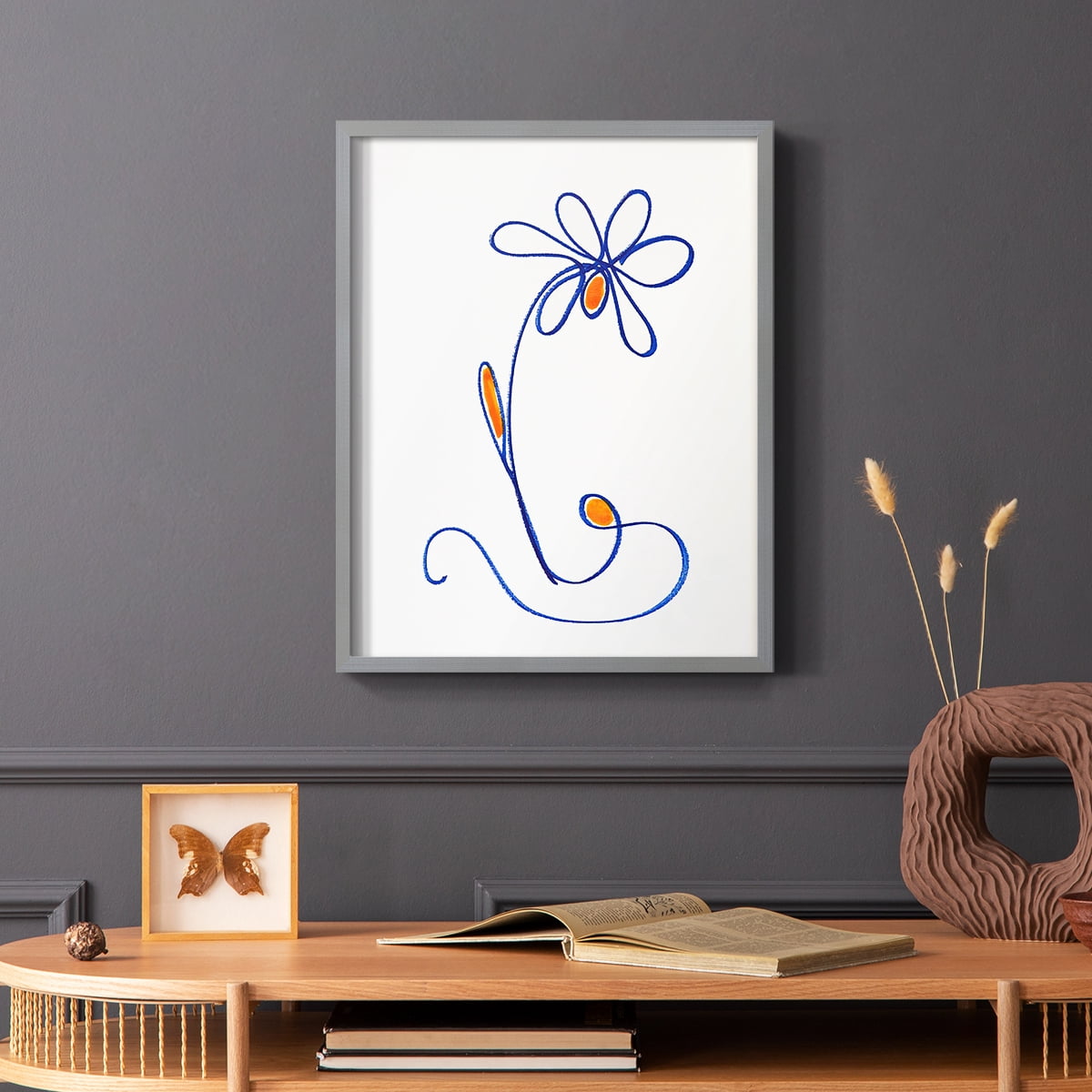 Wobbly Blooms II Framed Print - Solid Wood in Single Picture Frame Solid Wood 2 Framed Print
