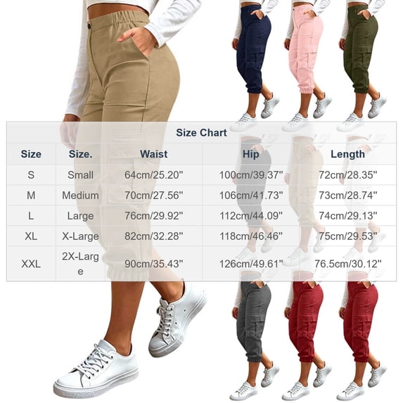Lzobxe Fashion Plus Size Capris for Women Casual Color Elastic Loose Pants Straight Wide Leg Trousers with Pocket Cropped Pants for Women,Sizes S-2XL