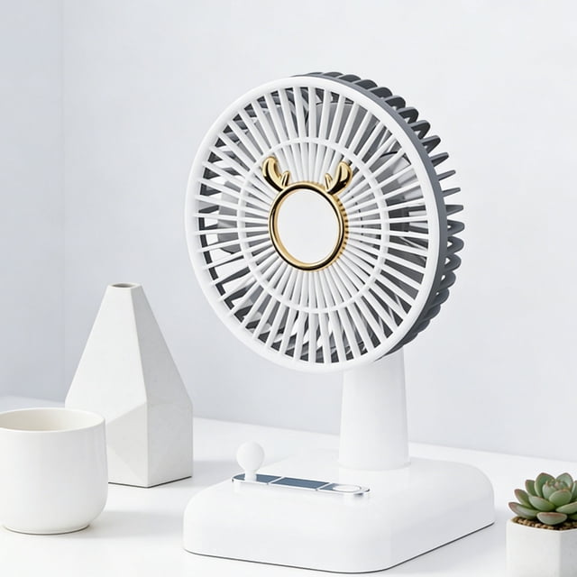 Ventilador de escritorio mini recargable por USB con luz LED, ventilador portátil de mano para dormitorio, oficina y viajes, silencioso, compacto y versátil.