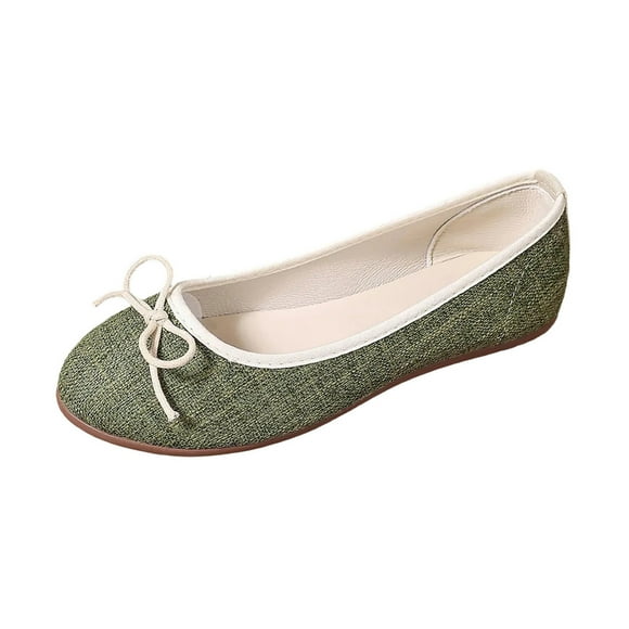 Hopeusnice Flats Shoes for Women Soft Non-Slip Breathable Trendy Flat Heel Pumps Shoes Women's Flats Shoes Canvas Materials Summer And Fall Shoes Moisture-Wicking Walking Shoes Green 40