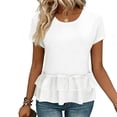 thumbnail image 3 of Aboser Women's Summer Short Sleeve T-Shirts 2026 Peplum Babydoll Tunic Tops Dressy Casual Ruffle Hem Shirt Casual Crew Neck Blouses, 3 of 9