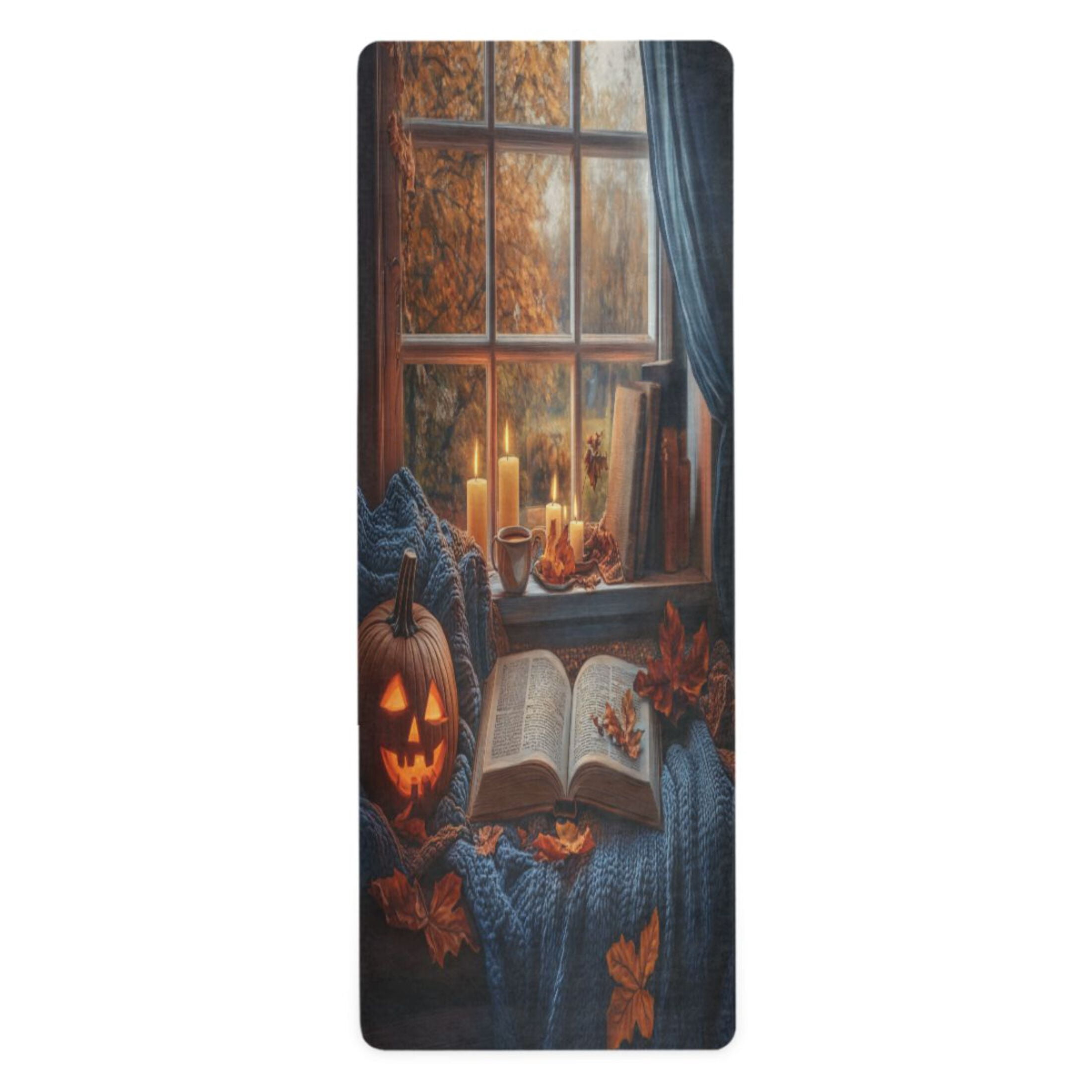 BZSMCE Yoga Mat Women Ffyy3_a_cozy_autumn_scene_with_an_open_book_pumpkin_and_leaves__6fc384bd-4a5f-4c6c-886f-065a6defeaff Fitness Mat