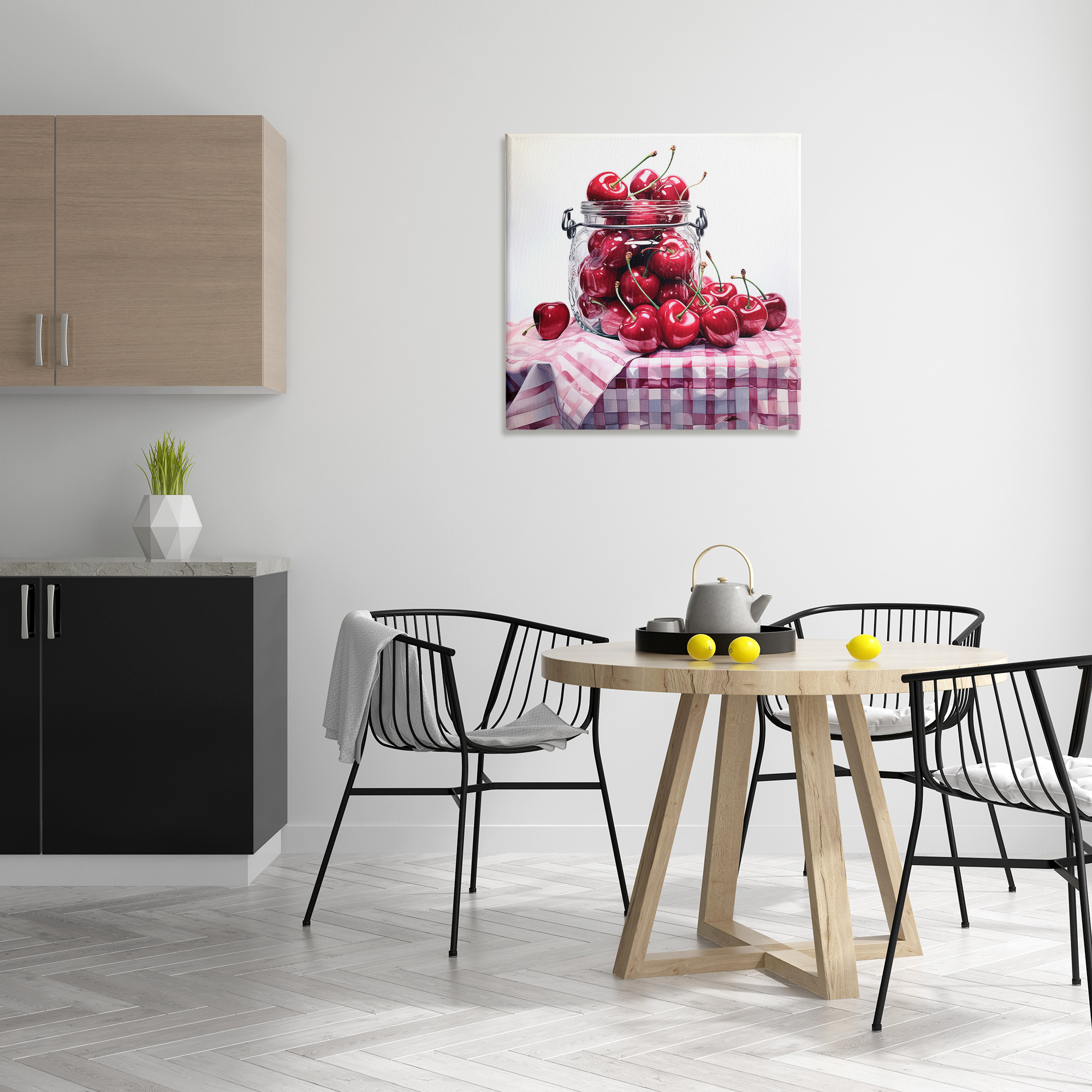 Stupell Industries Cherries in Country Jar Food & Beverage Painting Gallery Wrapped Canvas Art Print Wall Art, 30 x 30