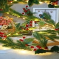 thumbnail image 4 of LiUMX 6ft Pre-Lit Artificial Christmas Garland with Pine Cones, Red Berries & Lights - Indoor Decorative Greenery for Mantle, Staircase & Holiday Decor, 4 of 5